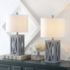 Stewart 21.5" Wood LED Table Lamps Set of 2 - Gray