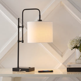 Edris 24.75" Designer Metal LED Task Lamp with USB Charging Port - Black