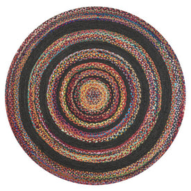 Abyss Braided Jute 4' Round Area Rug - Red/Multi