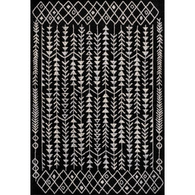 Ziri Moroccan Geometric 3' x 5' Area Rug - Black/Cream