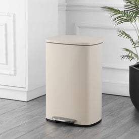 Connor Rectangular 13-Gallon Trash Can with Soft-Close Lid and FREE Mini Trash Can - Limestone Beige