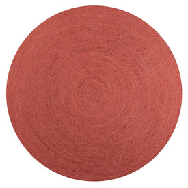 Zara Braided Coastal Cottage Jute 6' Round Area Rug - Red