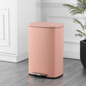Connor Rectangular 13-Gallon Trash Can with Soft-Close Lid and FREE Mini Trash Can - Flamingo