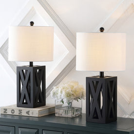Stewart 21.5" Wood LED Table Lamps Set of 2 - Black