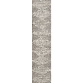 Elm Diamond Stripe Geometric Shag 2' x 8' Runner Rug - Gray/Ivory