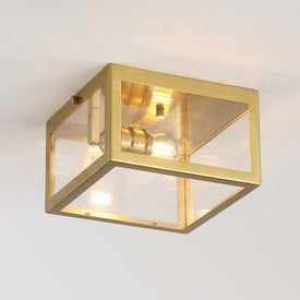 Eleanor 8" Single-Light Square Case LED Flush Mount Ceiling Fixture - Brass Gold