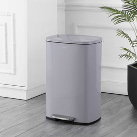 Connor Rectangular 13-Gallon Trash Can with Soft-Close Lid and FREE Mini Trash Can - Fog