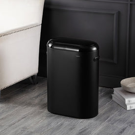 Robo 13.2-Gallon Slim Oval Motion Sensor Touchless Kitchen Trash Can with Touch Mode - Charcoal