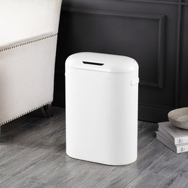 Robo 13.2-Gallon Slim Oval Motion Sensor Touchless Kitchen Trash Can with Touch Mode - Cotton