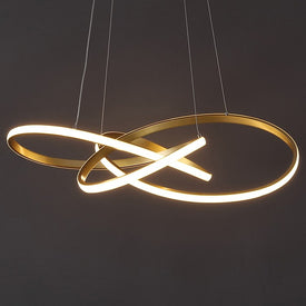 Alexia 25" Abstract Integrated LED Metal Adjustable Pendant - Gold Painting