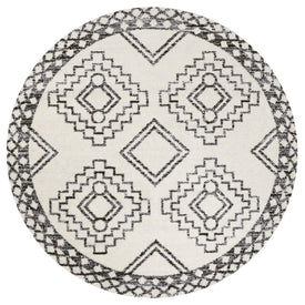 Amir Moroccan Beni Souk 9' Round Area Rug - Cream/Black