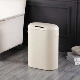 Robo 13.2-Gallon Slim Oval Motion Sensor Touchless Kitchen Trash Can with Touch Mode - Limestone Beige