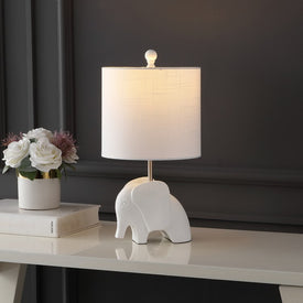 Koda 17.5" Resin/Iron Elephant LED Kid's Table Lamp - White