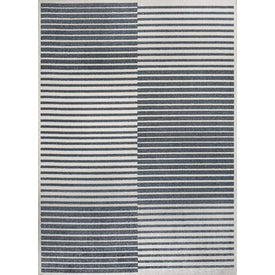 Shutter Minimalist Striped Plaid Machine-Washable 8' x 10' Area Rug - Dark Gray/Cream