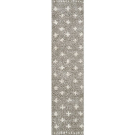Cristo Berber Geometric Shag 2' x 10' Runner Rug - Gray/Ivory