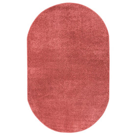 Haze Solid Low-Pile 5' x 8' Oval Area Rug - Red