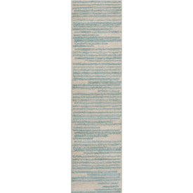 Khalil Berber Stripe 2' x 8' Runner Rug - Cream/Turquoise