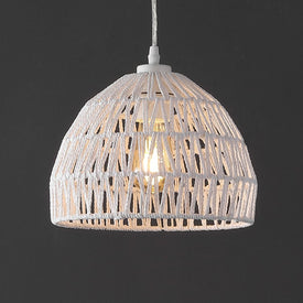 Campana 10.25" Single-Light Bohemian Woven Rope Dome LED Pendant - White