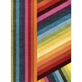 Retro Rainbow Contemporary Stripe 3' x 5' Area Rug - Multi