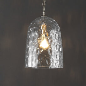 Matilda 10" Single-Light Designer LED Pendant with Dimpled Glass Dome Shade - Nickel/Clear