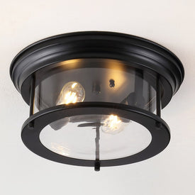 Lauren 13.25" Two-Light LED Flush Mount Ceiling Fixture - Black
