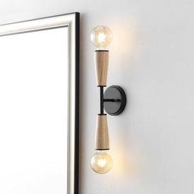 Katia 5.13" Two-Light Double-Sided Hourglass LED Wall Sconce - Light Brown/Black