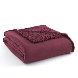 Micro Flannel Reverse to Sherpa Blanket - Twin/Wine