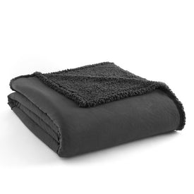Micro Flannel Reverse to Sherpa Blanket - Full/Queen/Charcoal
