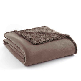 Micro Flannel Reverse to Sherpa Blanket - Full/Queen/Hazelnut