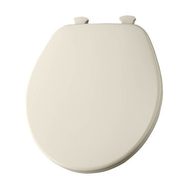 Molded Wood Toilet Seat with Easy Clean and Change Hinges and Flat Cover