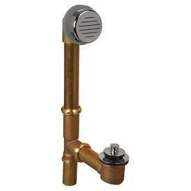 Waste and Overflow Assembly Classic Tubular Chrome Plated 1-1/2 Inch 17 Gauge Brass with Touch-Toe Stopper