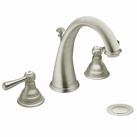 Kingsley Two Handle High-Arc Widespread Bathroom Faucet with Drain