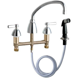 Kitchen Faucet Concealed 8 Inch 2 Lever ADA Polished Chrome with Side Spray Swing