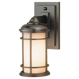 Outdoor Light Lighthouse Small Wall Lantern 1 Lamp Burnished Bronze Opal Etched Glass cUL Edison 100 Watt
