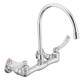 M-Dura Two Handle Wall-Mount Kitchen Faucet with Gooseneck Spout