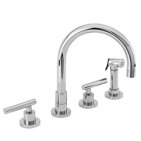 East Linear Two Handle High Arc Widespread Kitchen Faucet with Sprayer