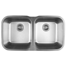 Stellar 33-1/3" Equal Double Bowl Stainless Steel Undermount Kitchen Sink