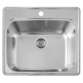Essential 25" Single Bowl Stainless Steel Drop-In Laundry Sink with 1 Hole