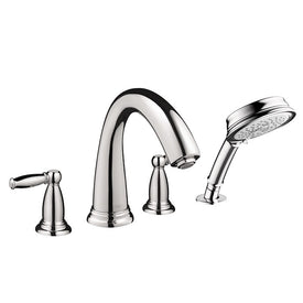 Swing C Two Handle 4-Hole Roman Tub Filler Trim with Lever Handles and Handshower - OPEN BOX