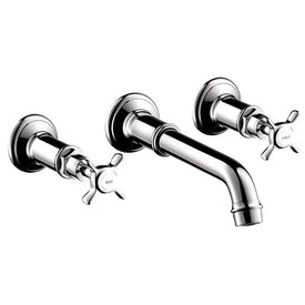 AXOR Montreux Two Handle Wall Mount Widespread Bathroom Faucet with Cross Handles without Drain