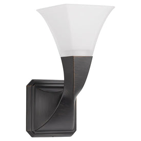 Virage Single Light Bathroom Wall Sconce with Fluted Glass Diffuser