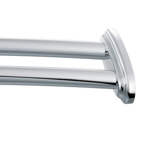 Adjustable Curved Stainless Steel Double Shower Rod with Concealed Mount Flanges