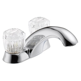 Classic Two Handle Centerset Bathroom Faucet with Clear Knob Handles