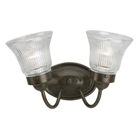 Fluted Glass Two-Light Bathroom Vanity Fixture