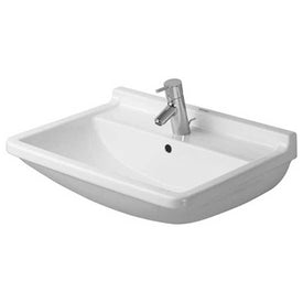 Lavatory Sink Starck 3 Wall Mount with Overflow 19-1/8 x 25-5/8 Inch Rectangle White