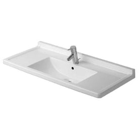 Lavatory Sink Starck 3 Wall Mount with Overflow 19-1/8 x 41-3/8 Inch Rectangle White 1 Hole