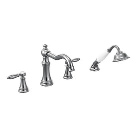 Weymouth Two-Handle High Arc Roman Tub Faucet with Cross Handles/Handshower