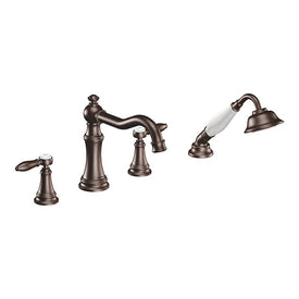 Weymouth Two-Handle High Arc Roman Tub Faucet with Cross Handles/Handshower