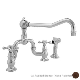 Chesterfield Two Handle Kitchen Bridge Faucet with Side Sprayer
