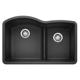 Diamond 32" 1-3/4 Double Bowl Silgranit Undermount Kitchen Sink with Low Divide